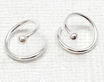 Sterling silver Spiral Earrings. Silver spiral hoops. Sterling huggie earrings. Silver hoop earrings. 19 gauge.