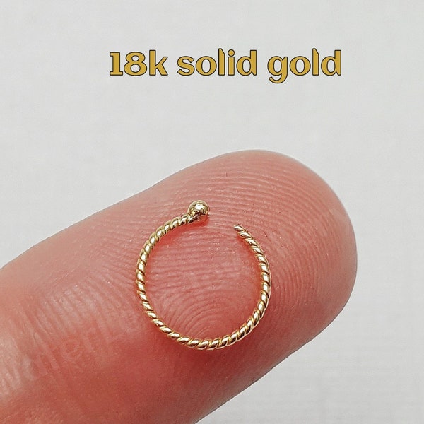 18k 14k Gold Nose Ring. 20 Gauge. 14k Rose Gold Partial nose ring. 14k Yellow gold. Solid gold piercing. 18k gold nose ring. Twist nose ring