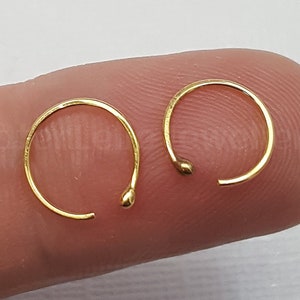 22k Gold Nose Ring: Handmade Ball End Hoop