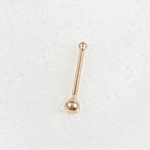 Tiny 14k Gold Ball Nose Stud - 22 Gauge Bone End