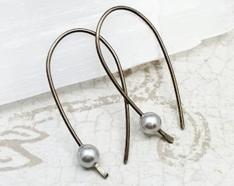 Niobium Hoops. niobium earrings. wire earrings. simple minimalist. nickel free, sensitive ears. choose color, pearl hoops, small hoops