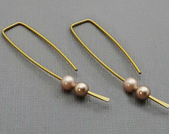 Niobium earrings. Modern niobium hoops. Minimalist earrings. Modern Geometric niobium hoops. Pearl earrings. Niobium jewelry. 1.5"