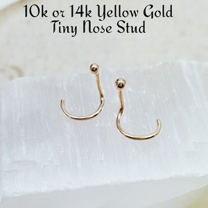 Tiny 14k Gold ball nose stud. Solid 14k gold nose stud.  Screw in nose stud. Solid gold nostril stud. Tiny ball piercing. Nose jewelry