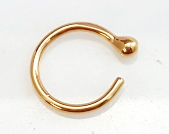 Solid 22k Gold nose ring. 22k solid gold hoop. Ball end hoop. One ring. Second hole ring. Solid gold ball nose ring. Gold Nose ring hoop