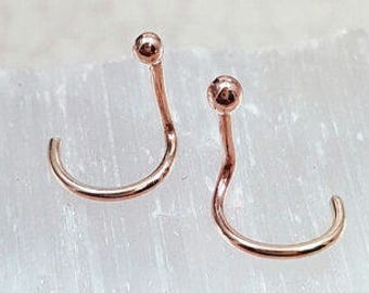 Tiny 14k Rose Gold ball nose stud. Solid rose gold nose stud. Screw in nose stud. Solid rose gold nostril stud. Tiny nose stud. Nose jewelry