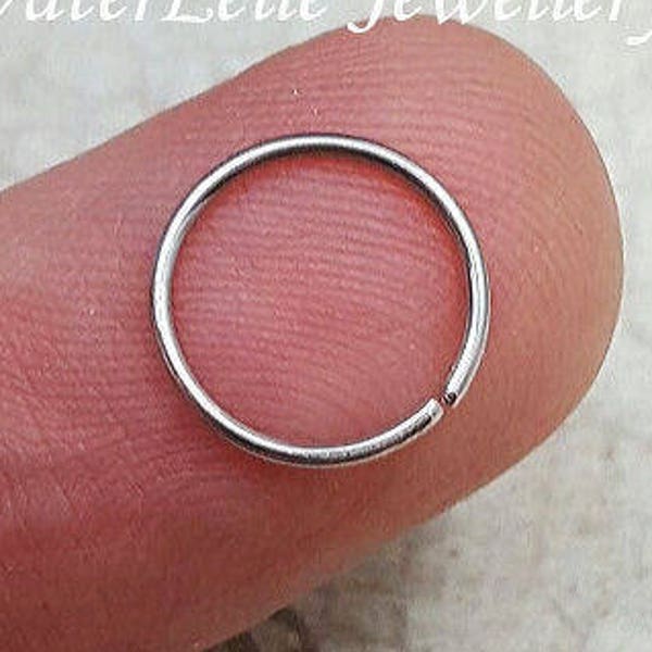 Platinum Nose ring. Solid Platinum piercing hoop. conch piercing. eyebrow. nose hoop. belly ring. 20g. helix hoop. lip ring. plat950