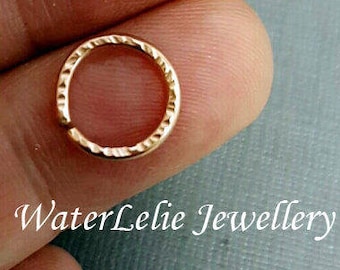 14k Rose Gold Septum ring. Solid gold cartilage hoop. 16g 18g 20 gauge. nose ring. 14k gold septum hoop. nose jewelry. textured rose gold