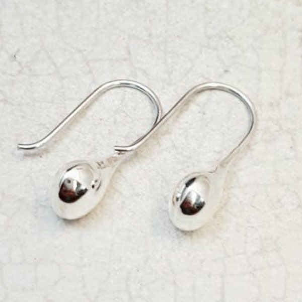 Silver teardrop earrings. Sterling puff earrings. Modern earrings. Puffy earrings. Small earrings. Matte silver earrings. .75" tiny drops