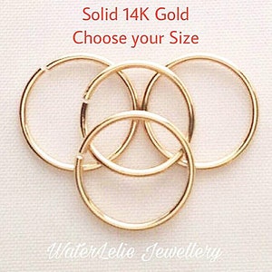 14k Gold Seamless Nose Ring Hoop: Solid Gold Earrings
