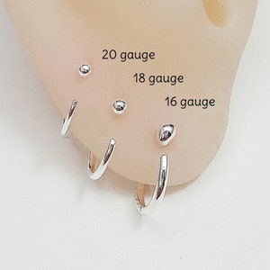 Fine .999 Silver Huggie Earrings. Tiny huggie hoops. Sleeper hoops. Pure silver earrings. Solid silver hoops. 20G 18G 16G Unisex hoops