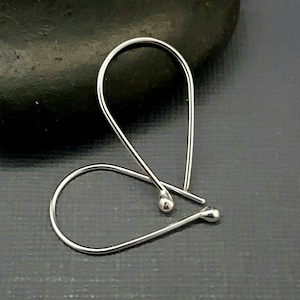 SILVER MODERN EARRINGS, Argentium silver earrings, Minimalist hoops, Teardrop Earrings, Simple hoops, Wire Earrings, Silver hoop, reclaimed image 1