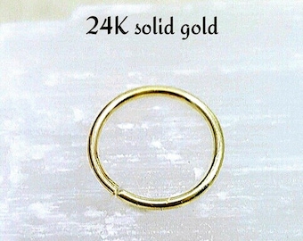 24K Gold jewelry. Solid 24k Gold nose ring. 24k solid gold hoop. One ring or one pair. Solid gold hoop earrings. Plain Gold Nose ring