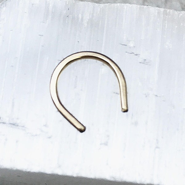 Solid Gold septum retainer. hammered septum horseshoe, septum piercing, septum retainer 20g, 14K Yellow Gold. 14K Rose Gold. 14K White Gold