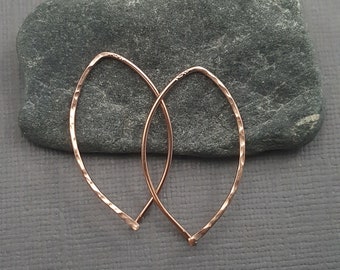 Small hammered 14k Rose Gold hoops. 1Ok Gold hoop earrings. Minimalist earrings. 14k 10k 18k. 7/8" gift for her.