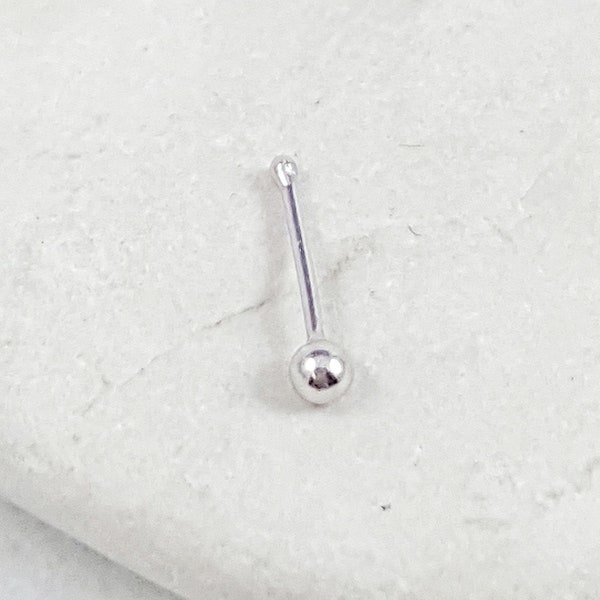 TINY Sterling silver nose stud. Read description. Solid silver bone stud. 1.5 mm stud. 2 mm stud. Bone end studs. 22 gauge nose studs.