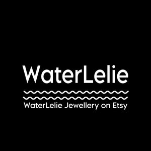 May include: WaterLelie Jewellery on Etsy logo with a white text and two rows of wavy lines.