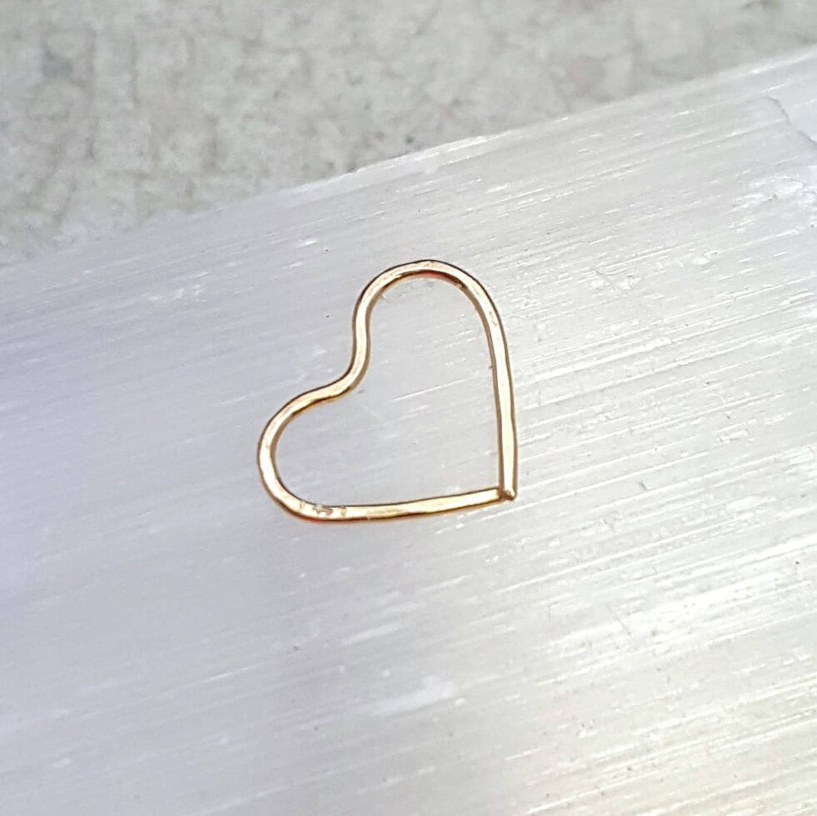 Tiny Solid Gold Heart Hoop. 18k Gold Hoop. Platinum Cartilage Etsy