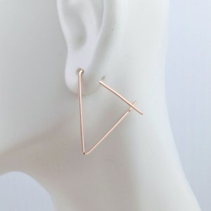 Triangle earrings - simple modern everyday earrings - minimalist earrings - geometric hoops by WaterLelie