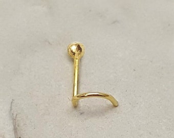 22k Yellow Gold ball nose stud. Solid gold nose stud. Screw in nose stud. Solid 22k gold nostril stud. Tiny nose stud. Nose jewelry