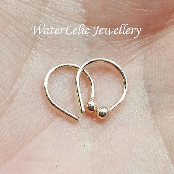 10k Gold Huggie Earrings, Tiny Ball Hoops, Minimalist Sleepers