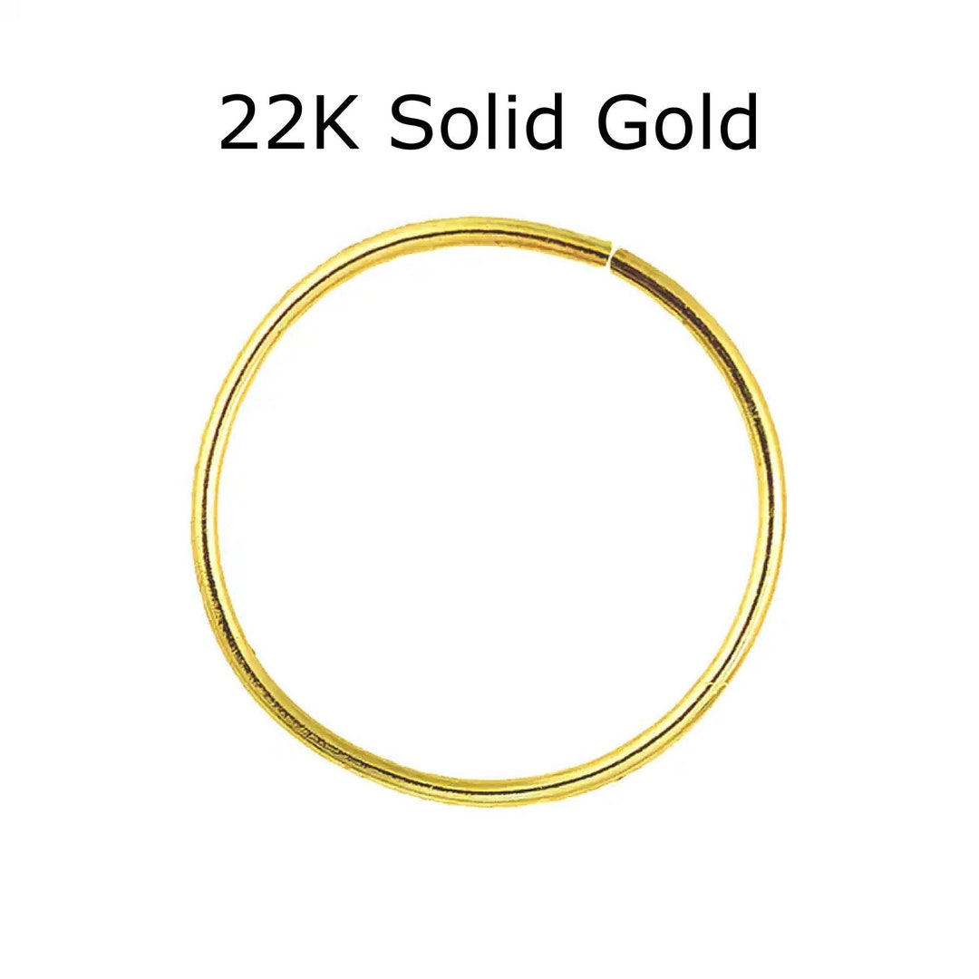 Solid 22k Gold Hoop. Handmade. Solid Gold Nose Ring. 18 Gauge. 20 Gauge