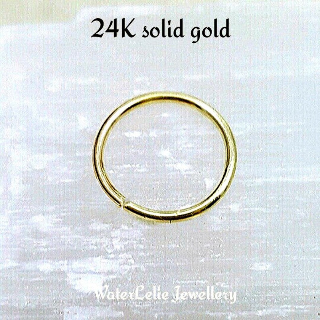 24K Gold Jewelry. Solid 24k Gold Nose Ring. 24k Solid Gold Hoop. One