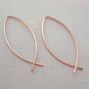 Fish hoop earrings - ROSE GOLD HOOPS - wire hoops - fish hoops - sleepers - nickel free - modern minimalist - fish earrings - Christian