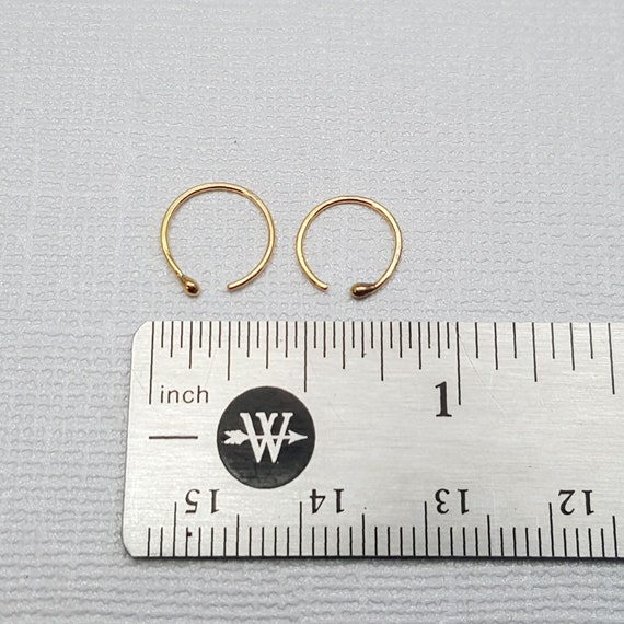 Solid 22k Gold nose ring. 22k or 24k solid gold hoop. Ball end hoop. One ring. Second hole ring. Solid gold ball nose ring. Gold Nose ring
