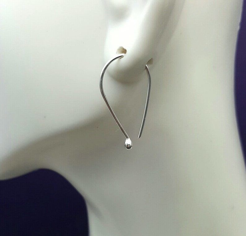 SILVER MODERN EARRINGS, Argentium silver earrings, Minimalist hoops, Teardrop Earrings, Simple hoops, Wire Earrings, Silver hoop, reclaimed image 2