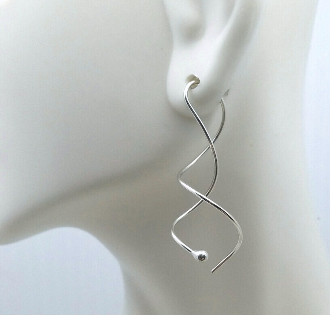 Twist in Earrings. Spiral Earrings. Sterling Silver Spirals. Argentium ...