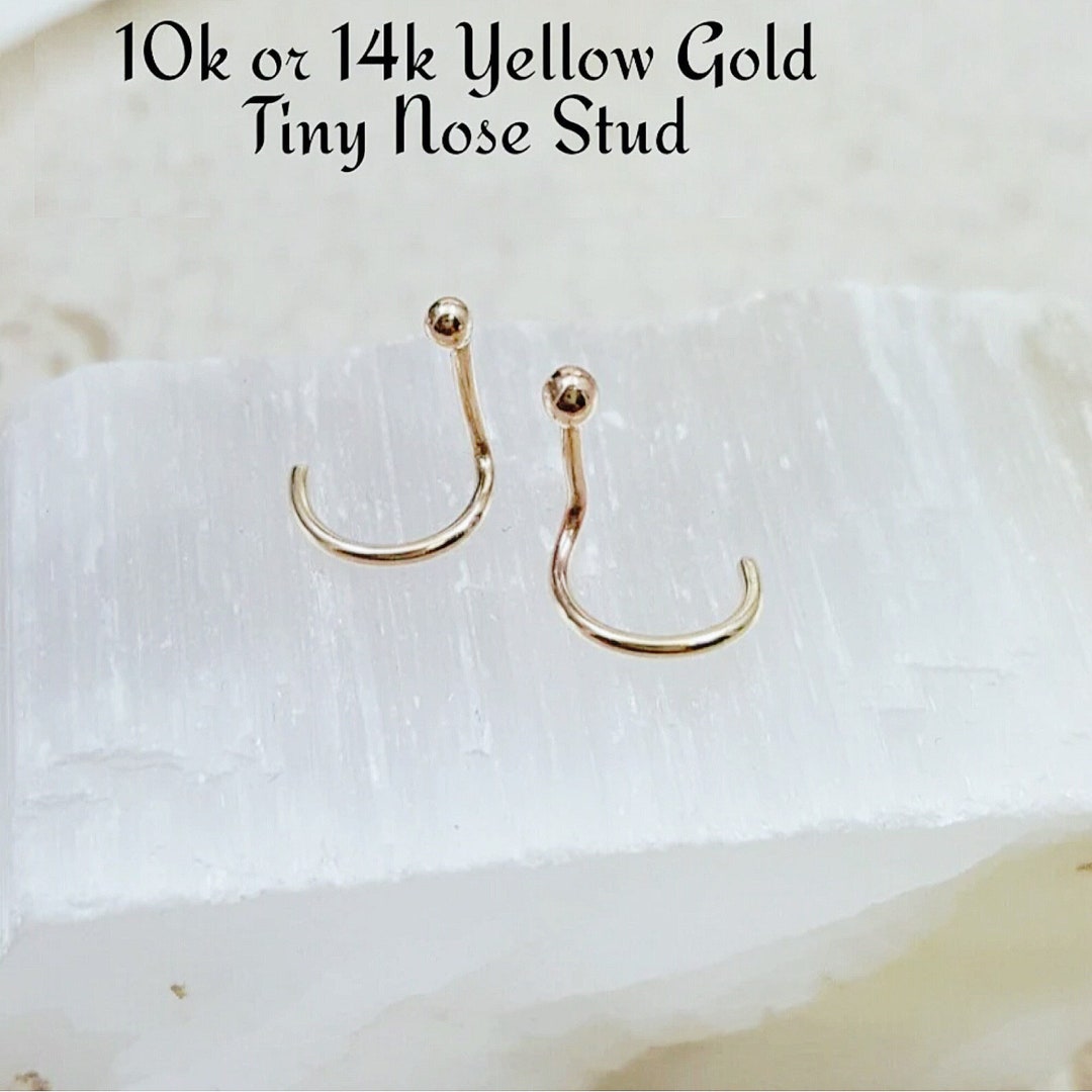 Tiny 14k Gold Ball Nose Stud. Solid 14k Gold Nose Stud. Screw in Nose