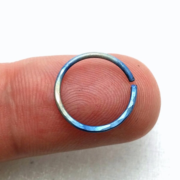 TITANIUM septum ring 20g 18g. READ DESCRIPTION. cartilage hoop. Blue titanium. hypo allergenic. nose ring. nose jewelry. piercing