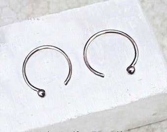 Pure Silver Hoop. Bud Nose ring. Tiny Silver hoop. Reverse nose hoop. Fine silver nose ring. Open nose ring. Reverse nose ring