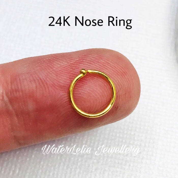 Solid 24k Gold Nose Ring, Handmade Nose Ring by Mustachemetalworks - Etsy