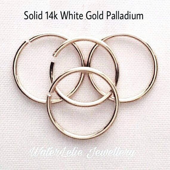 14K Blanc Solide or Bébé pour Enfants Cerceau Rond Anneaux Boucles D/'Oreilles