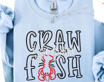 Crawfish Season Applique Design, Louisiana Seafood Embroidery File, Instant Download, Reasdy to stitch
