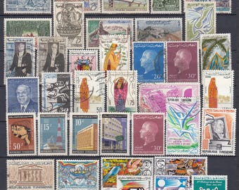 Tunisien 1958-2000 Stort parti olika minnesfrimärken