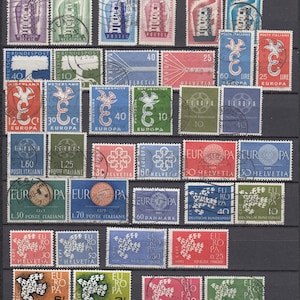 1956-1961 EUROPA Complete Sets Single Used Stamps
