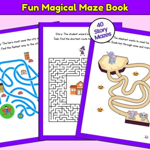 Magical Story Mazes Activity Book for Kids, Preschool Brain Games, Kindergarten Puzzle Workbook, Fun Maze Challenges, Kids Problem Solving
