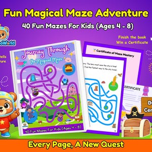 40 Story Mazes Activity Book for Kids | Printable Preschool Brain Games | Kindergarten Problem Solving Workbook | Homeschool Fine Motor PDF