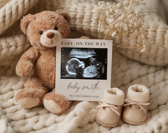 Neutral Baby Announcement Digital Pregnancy Reveal Editable Canva Template Gender Neutral Baby Reveal Modern Social Media Announcement