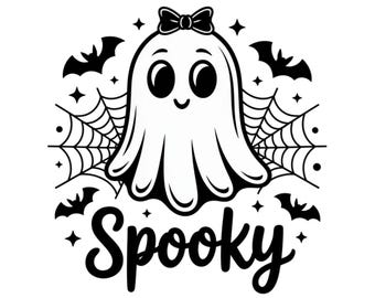 Spooky Halloween SVG, Cute Ghost SVG, Spooky Season Fall svg, Kids Halloween SVG, Funny Ghost png, Halloween Shirt svg,Spooky svg