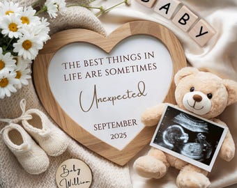 Unexpected Pregnancy Announcement Digital, Editable Baby Reveal Template, Surprise Gender Neutral Baby Announcement for Social Media 2025