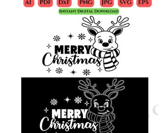Merry Christmas Santa Cartoon SVG PNG for Cricut and Silhouette, Christmas T-shirt Svg, Christmas Frame Svg, Winter Scenery Svg.