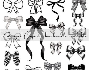 Coquette Bow Clipart Bundle, Ribbon Bow Png, Hair Pink Bow, Coquette Bow Clipart, Bow Tie Png, Instant Download, Commercial Use,17 design