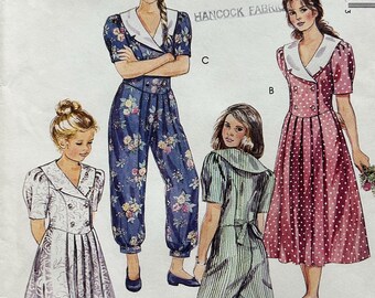 1990s Vintage Child's Dress and Jumpsuit Pattern - McCalls 5443 (Uncut) Child Size 7