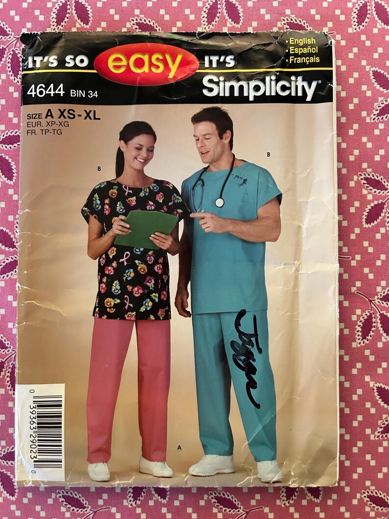 Simplicity 4644 - Uncut Sewing Pattern – Scrubs – It’s So Easy – Size XS-XL image 1