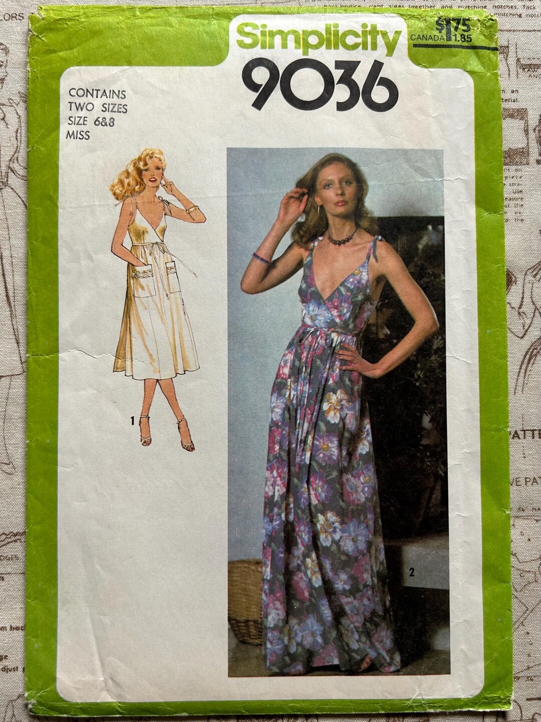 Wrapped Sundress Pattern 1970s Wrap Sundress - Simplicity Sewing Pattern #9036 (UNCUT) Size 6 ...