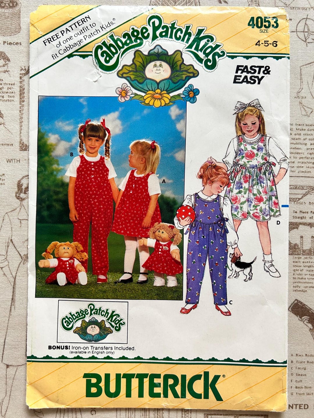 Vintage Cabbage Patch Kids Sewing Pattern - Child & Doll Jumpsuit ...