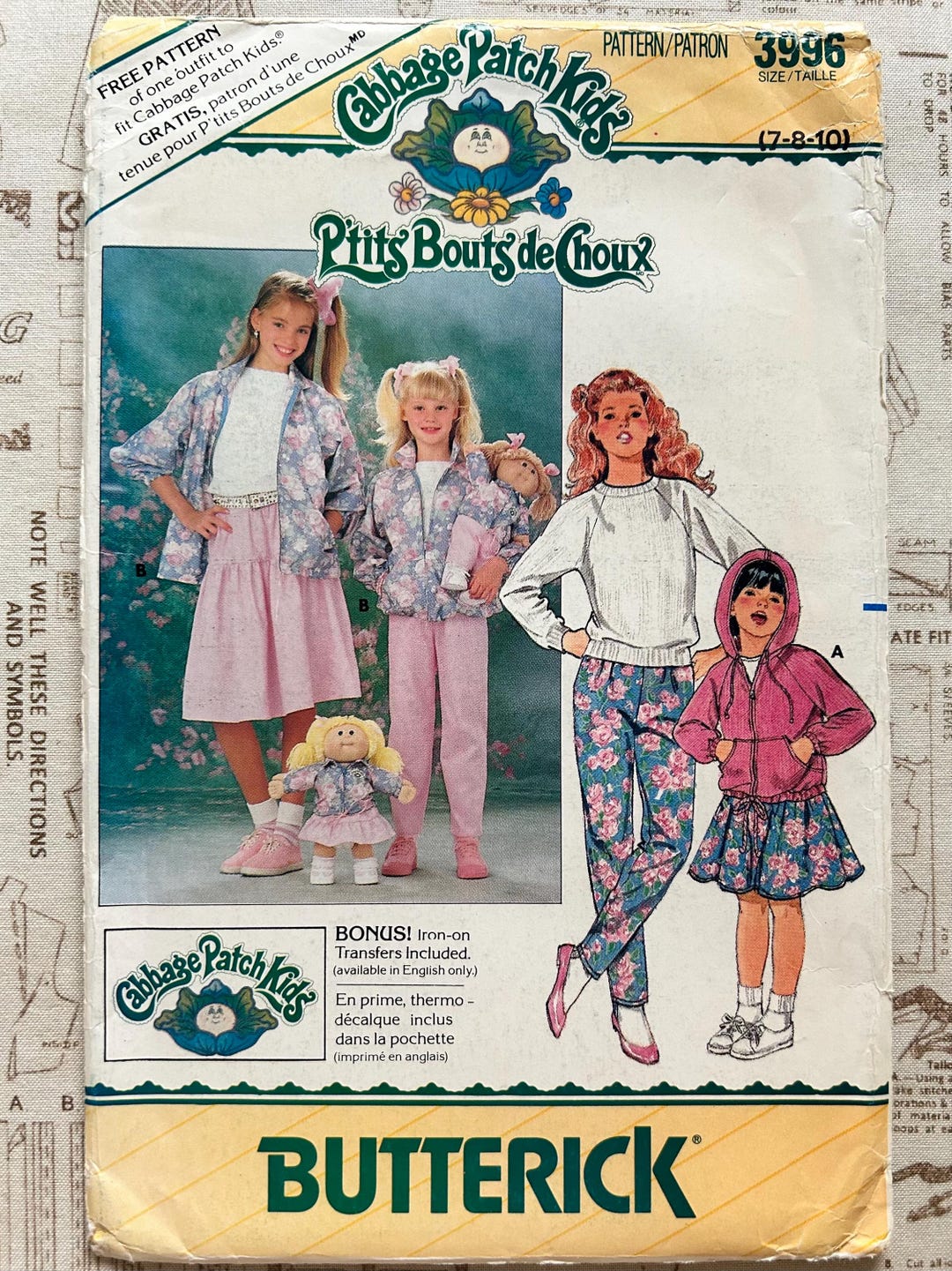 Vintage Cabbage Patch Kids Sewing Pattern – Butterick 3996, (uncut ...